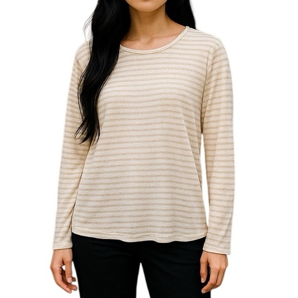 Ralph Lauren Striped Long Sleeve Top Cream - Picture 1 of 9